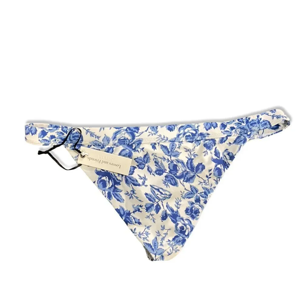 Lovers + Friends TAKE ME AWAY BOTTOM Blue Floral print Bikini separate Revolve M